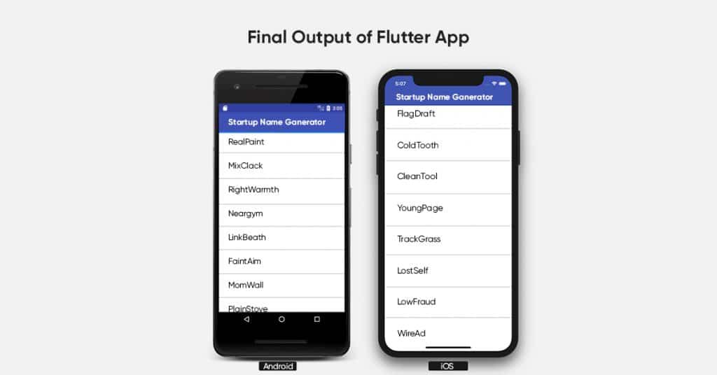 final output flutter app